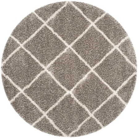 Safavieh 3 x 3 ft. Hudson Shag Power Loomed Round Area Rug; Grey & Ivory SGH281B-3R